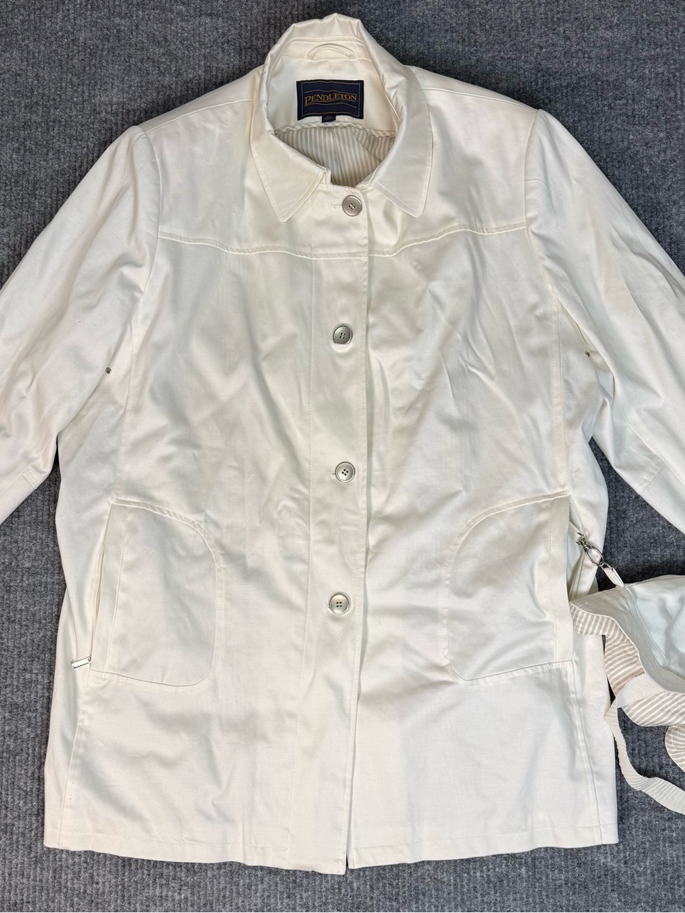 Pendleton Women’s Raincoat & Bucket Hat Lined Size 2X Ivory Trench Coat - Picture 3 of 8